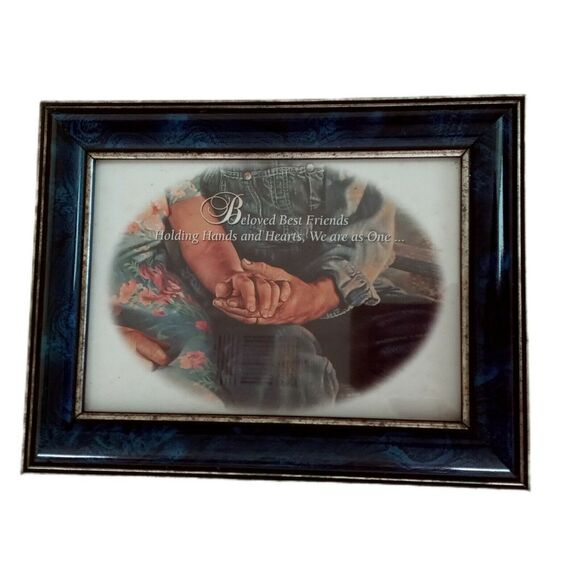 Farmer Couple Framed Print Love Inscription VTG Decor 💙 - Picture 5 of 9